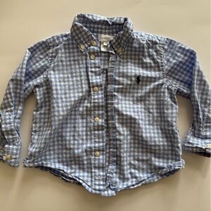 Ralph Lauren blue and white iconic Oxford shirt toddler boys